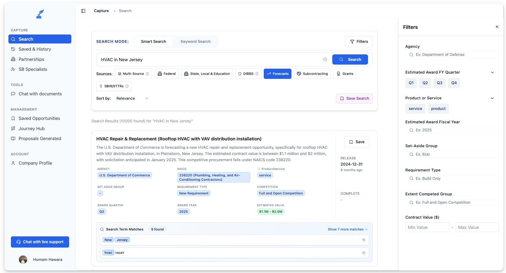 Comprehensive Federal Forecasts Search